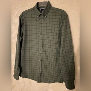 Charles Tyrwhitt Men’s Green Plaid Button-Down Shirt Slim Fit Medium Non-Iron